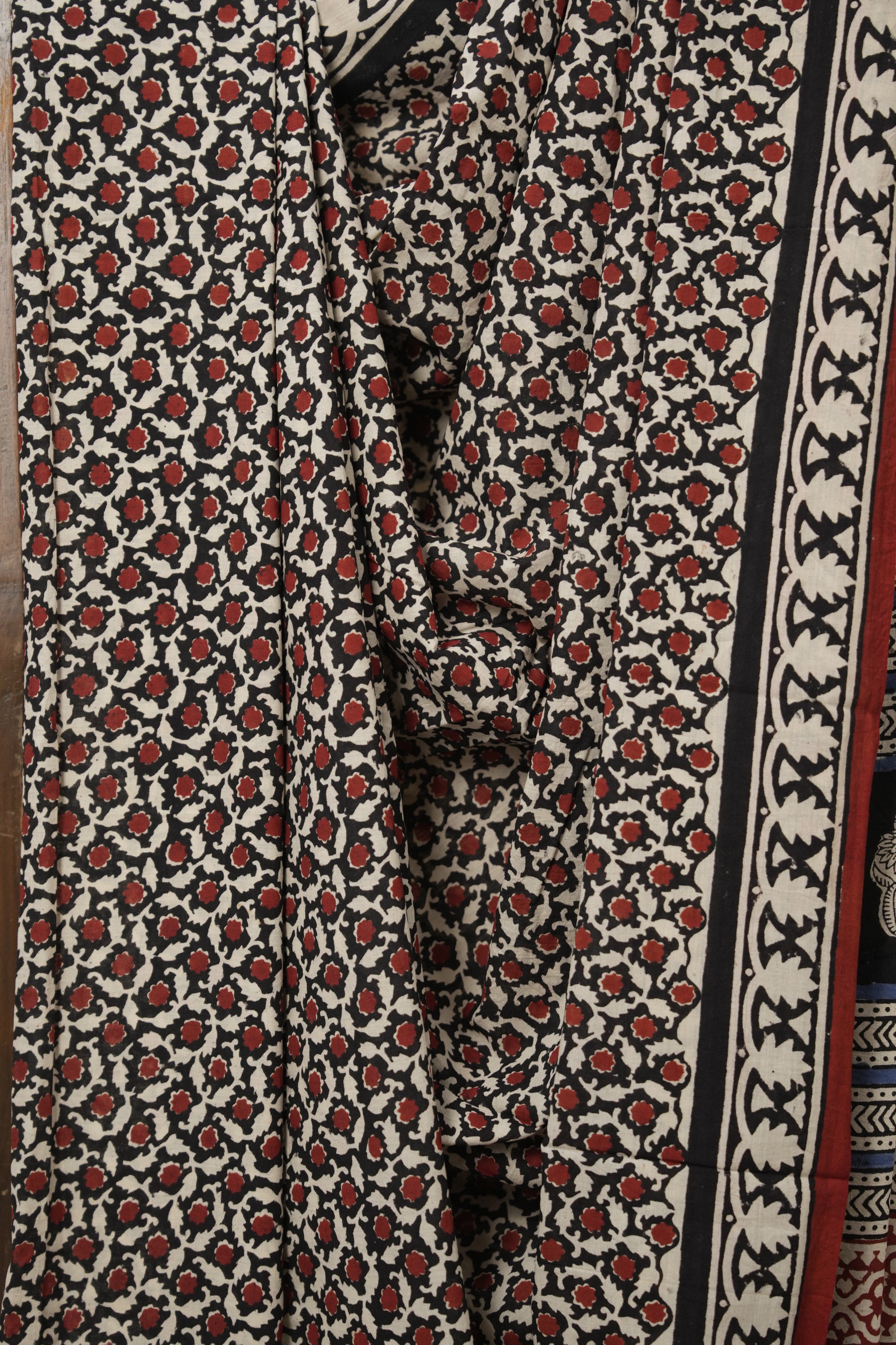 Black HBP Cotton Saree - SRBCS3010