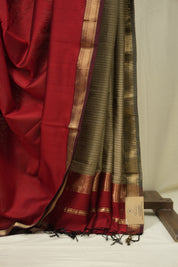 Maroon Maheshwari Saree - SRMMS1253