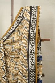 Mustard-Cream HBP Cotton Saree - SRMCCS3025