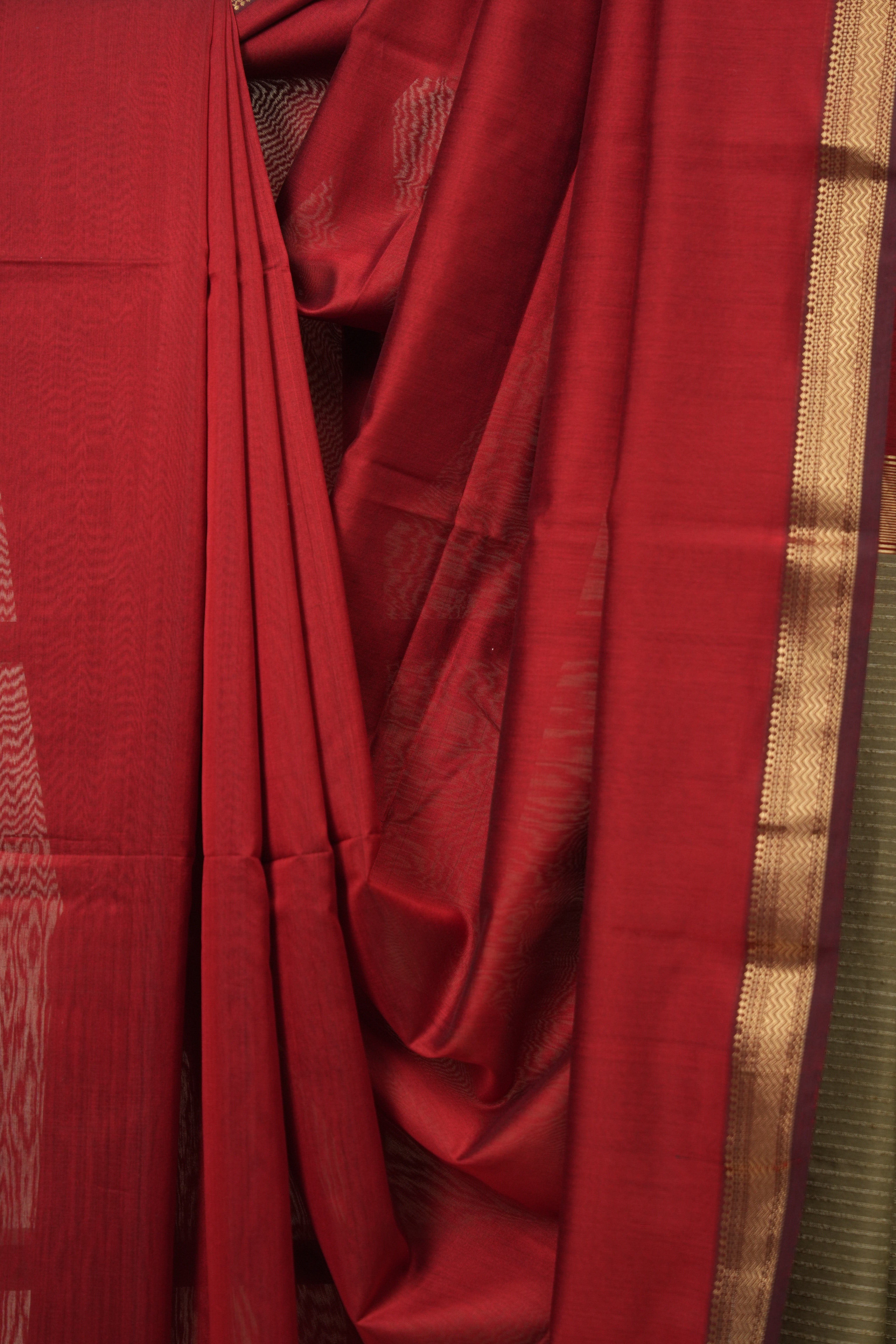 Maroon Maheshwari Saree - SRMMS1253