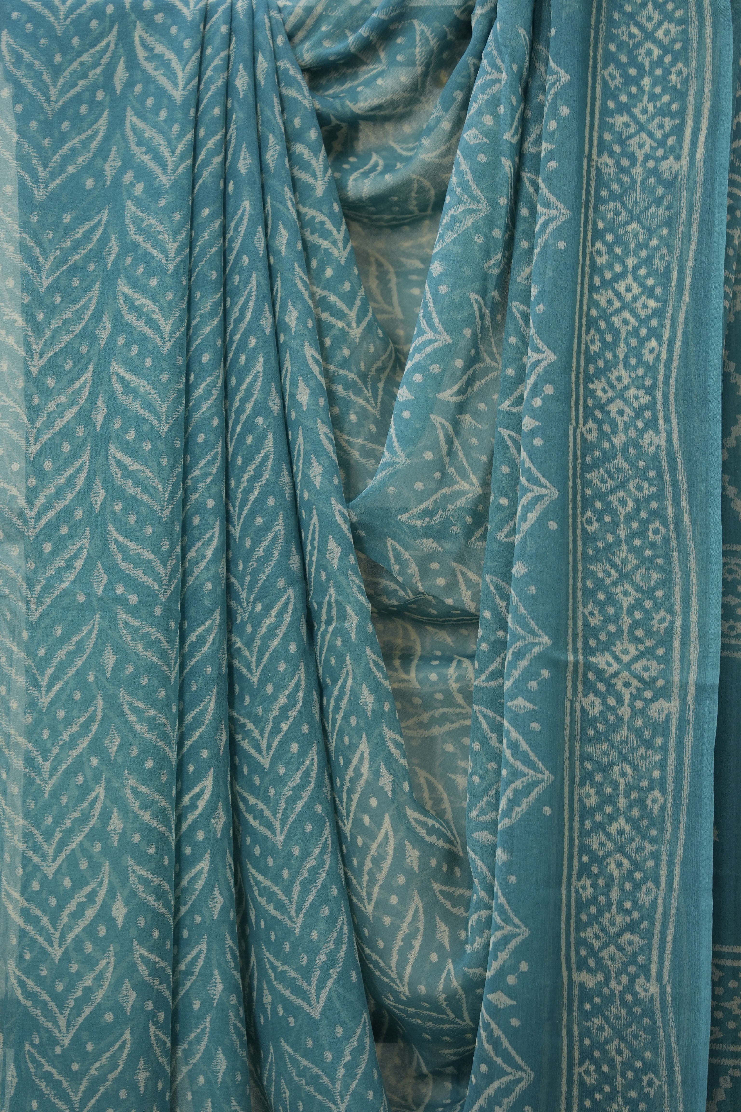 Powder Blue HBP Chiffon Saree - SRPBHCS31