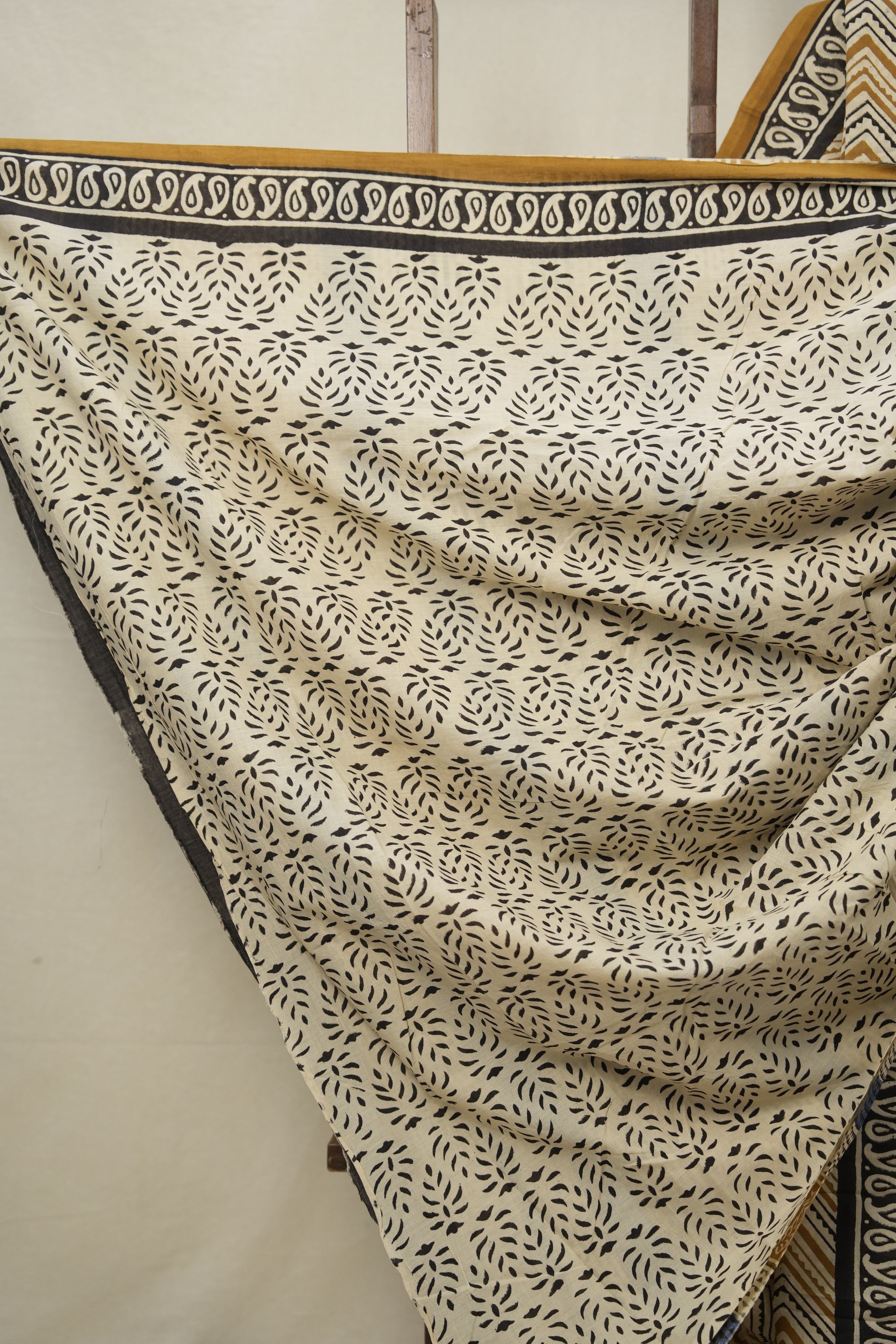 Mustard-Cream HBP Cotton Saree - SRMCCS3025