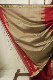 Maroon Maheshwari Saree - SRMMS1253