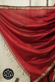 Maroon Maheshwari Saree - SRMMS1253