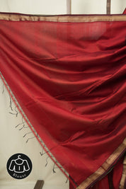 Maroon Maheshwari Saree - SRMMS1253