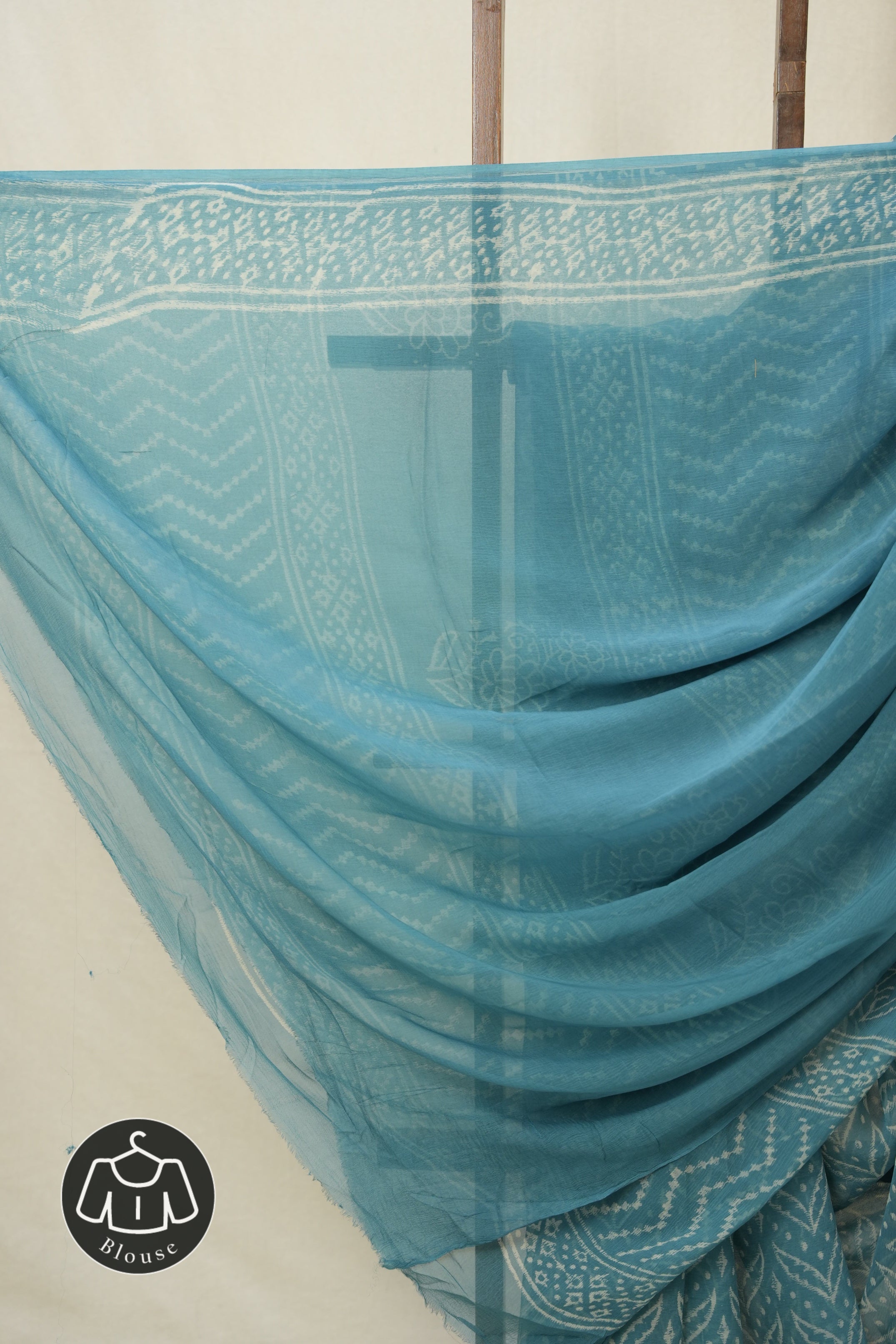 Powder Blue HBP Chiffon Saree - SRPBHCS31