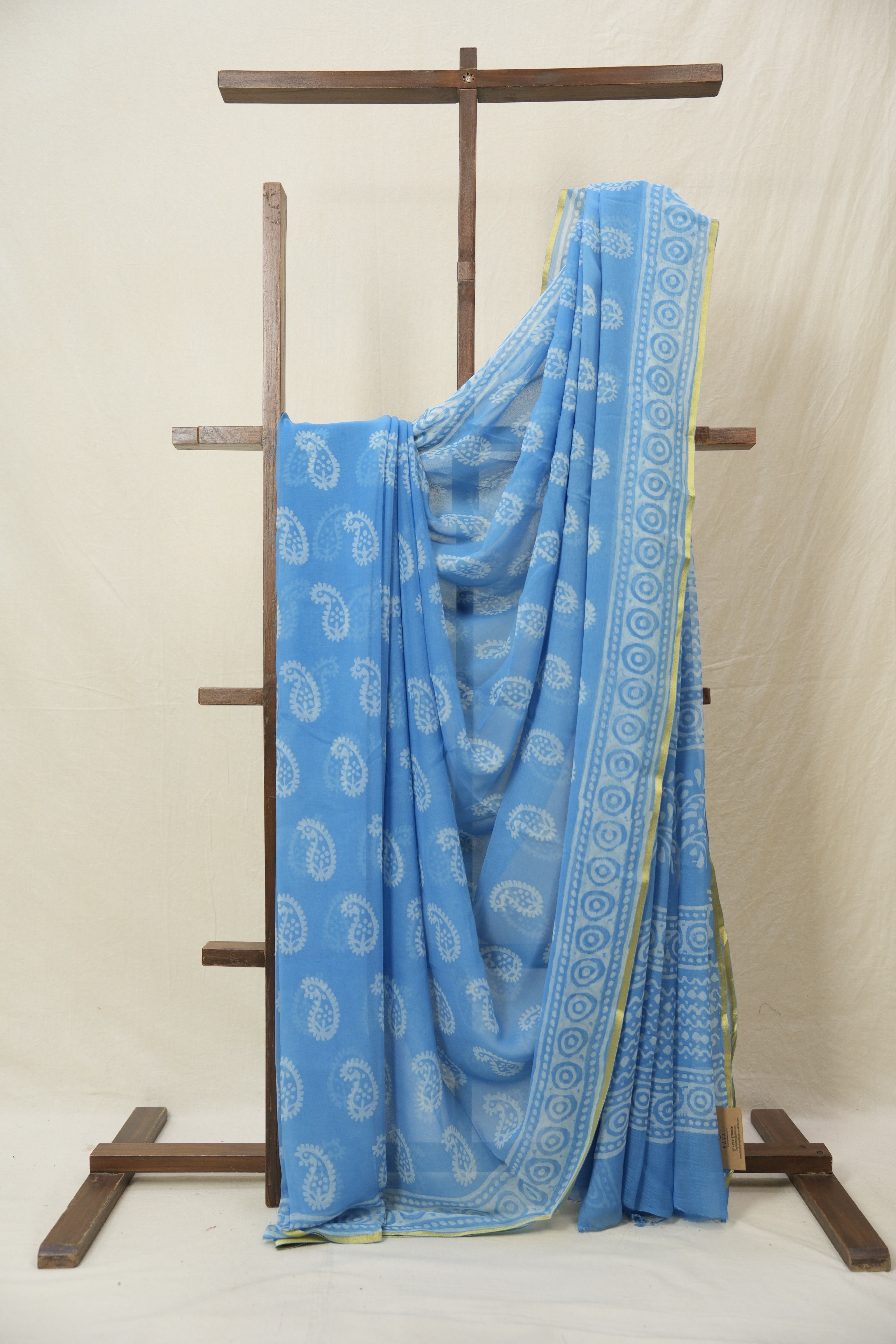 Sky Blue HBP Chiffon Saree - SRSBHCS34