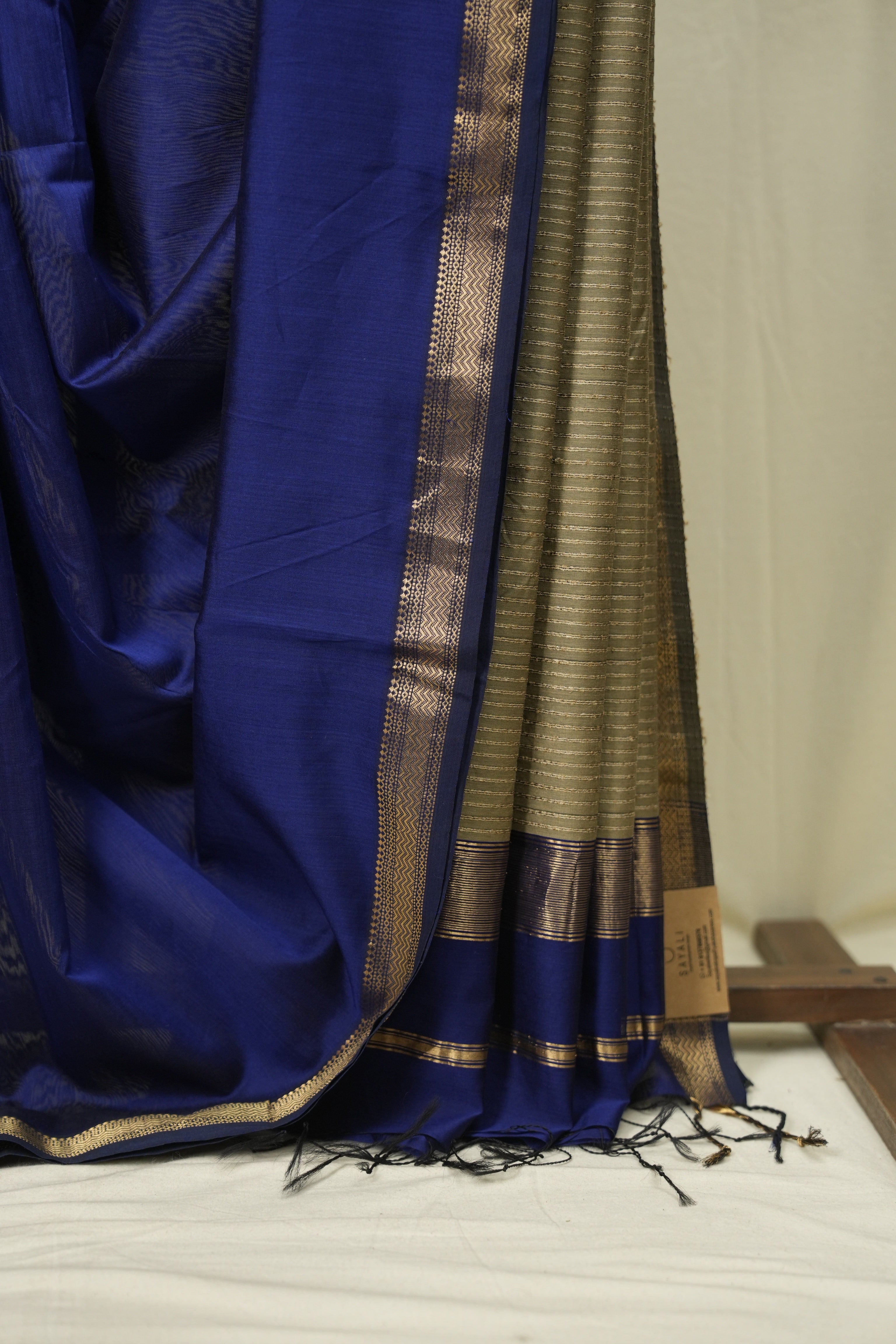 Navy Blue Maheshwari Saree - SRNBMS1255