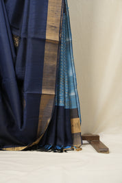 Dark Blue Raw Silk Saree - SRDBRSS802