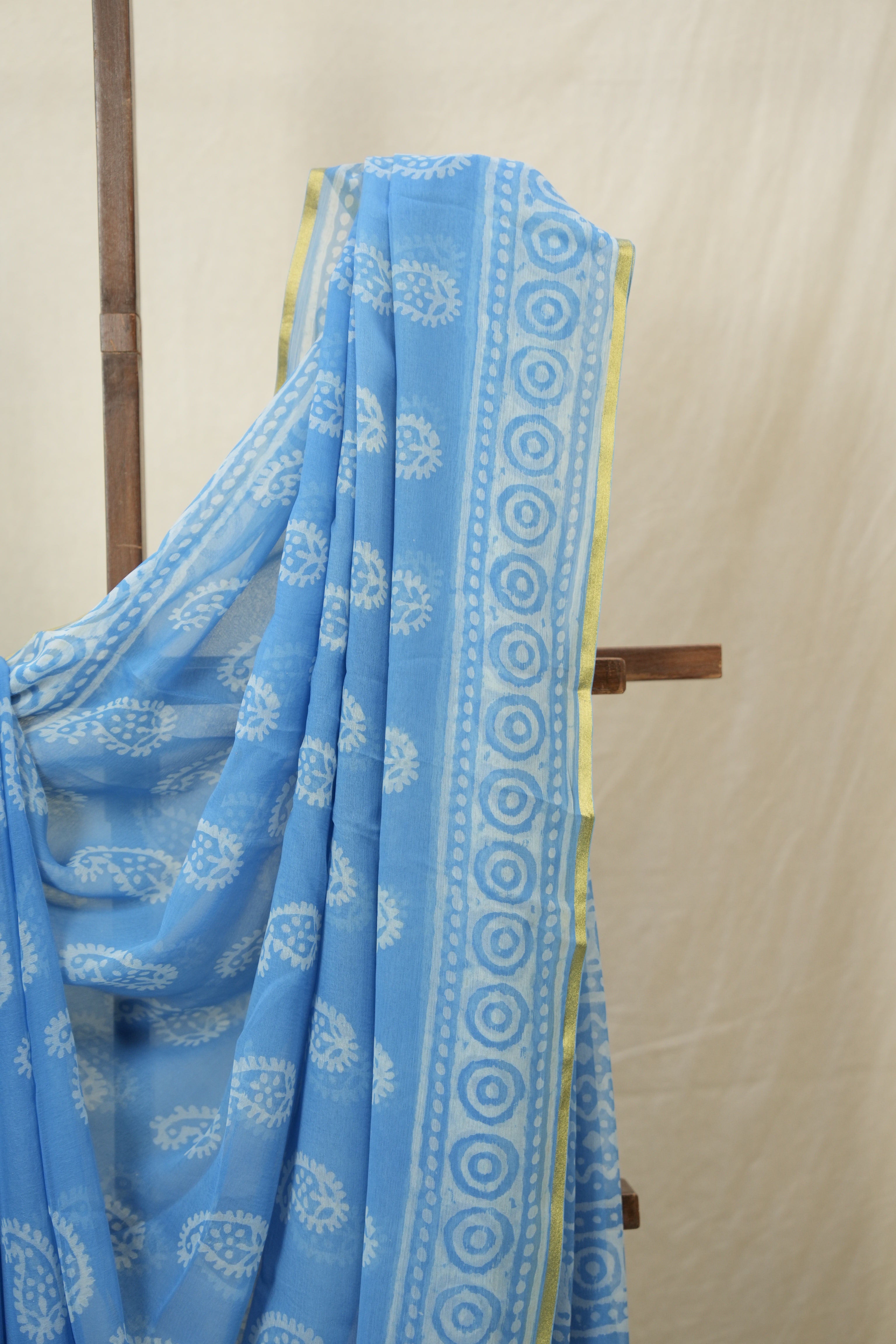 Sky Blue HBP Chiffon Saree - SRSBHCS34