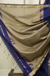 Navy Blue Maheshwari Saree - SRNBMS1255