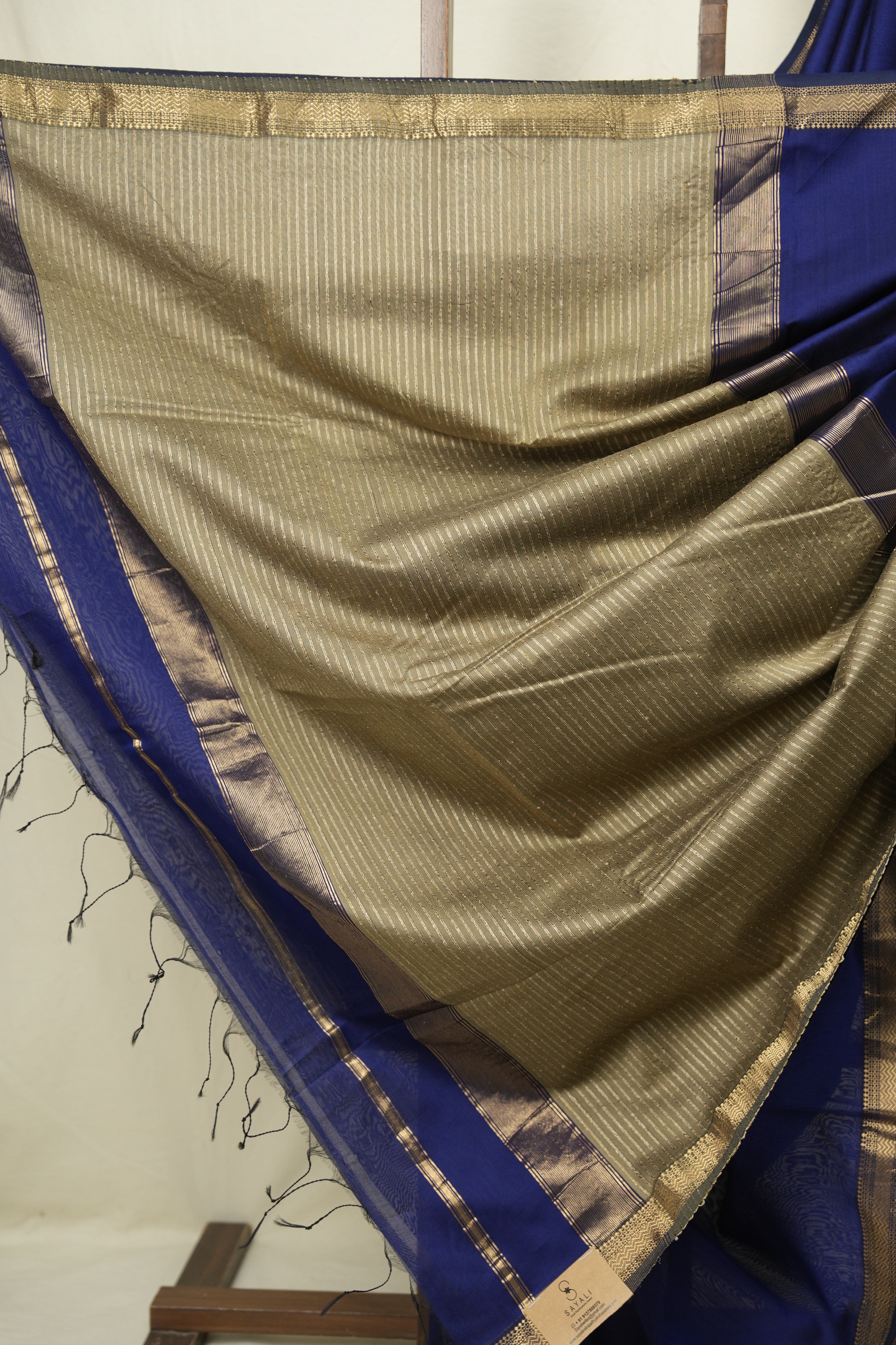 Navy Blue Maheshwari Saree - SRNBMS1255