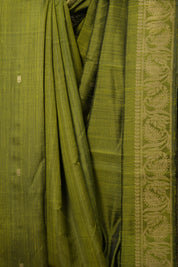 Moss Green Raw Silk Saree - SRMGRSS858