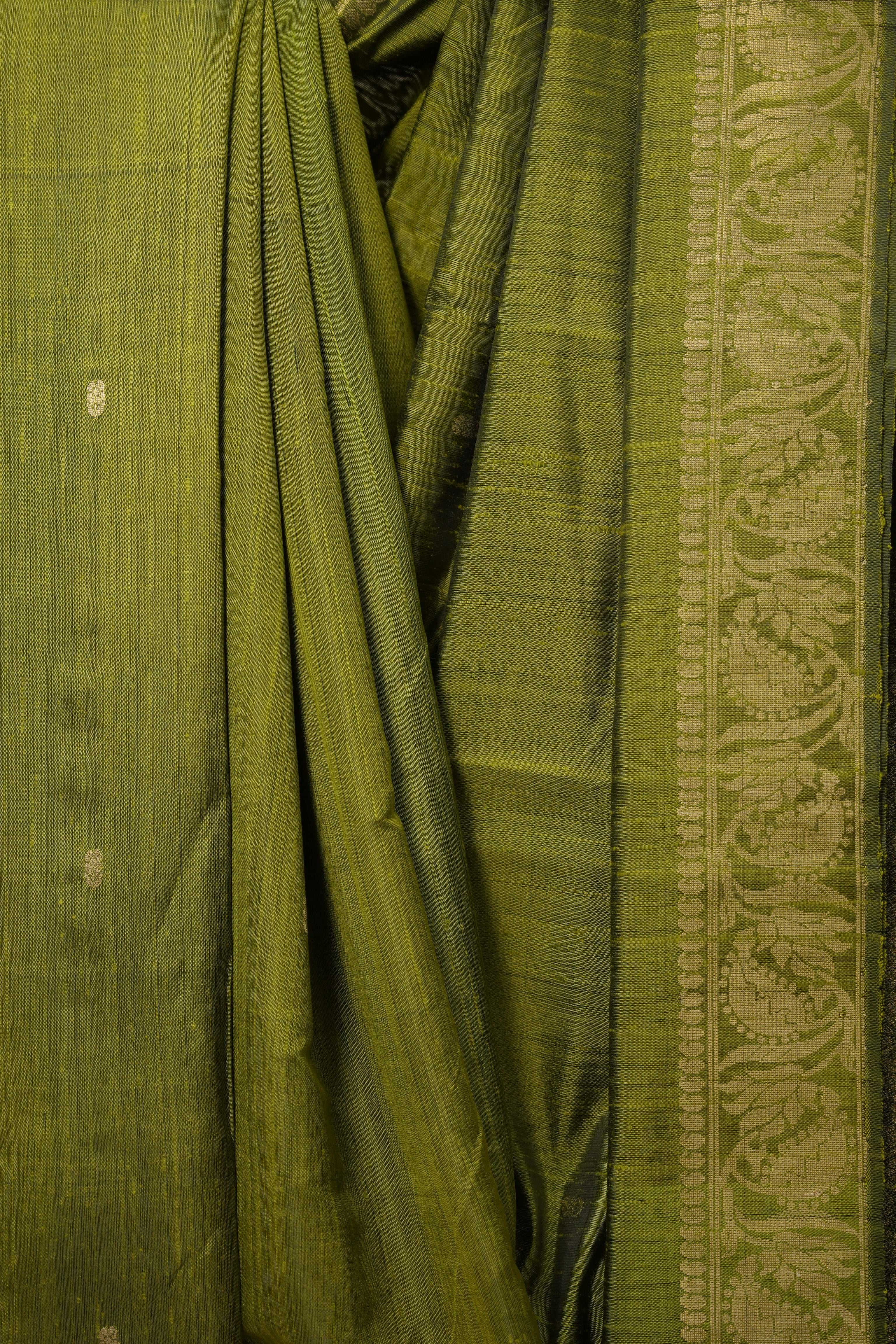 Moss Green Raw Silk Saree - SRMGRSS858