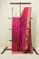 Two Tone Rani Pink Maheshwari Saree - SRRPMS1278