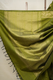 Moss Green Raw Silk Saree - SRMGRSS858