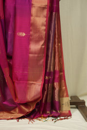 Two Tone Rani Pink Maheshwari Saree - SRRPMS1278