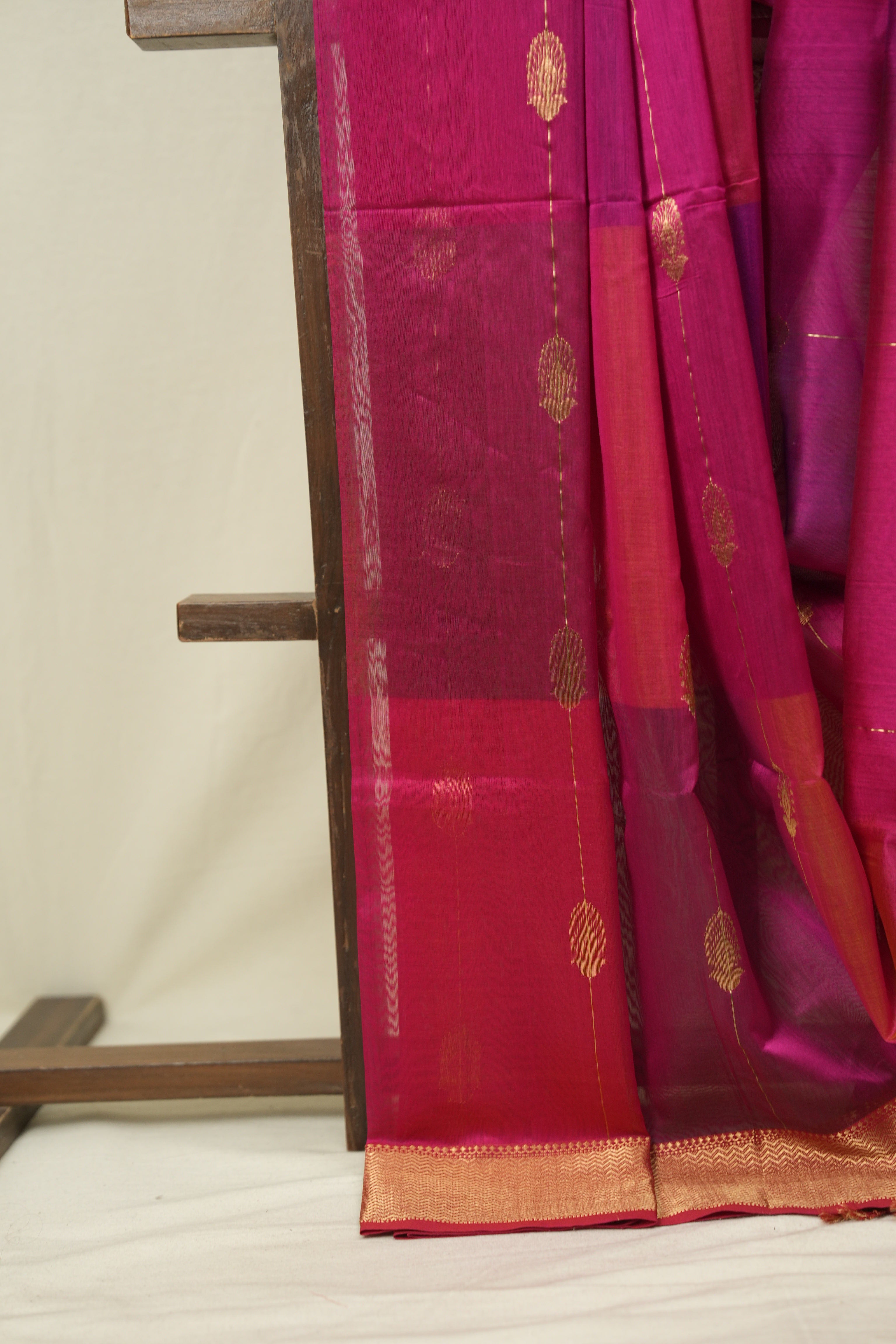 Two Tone Rani Pink Maheshwari Saree - SRRPMS1278