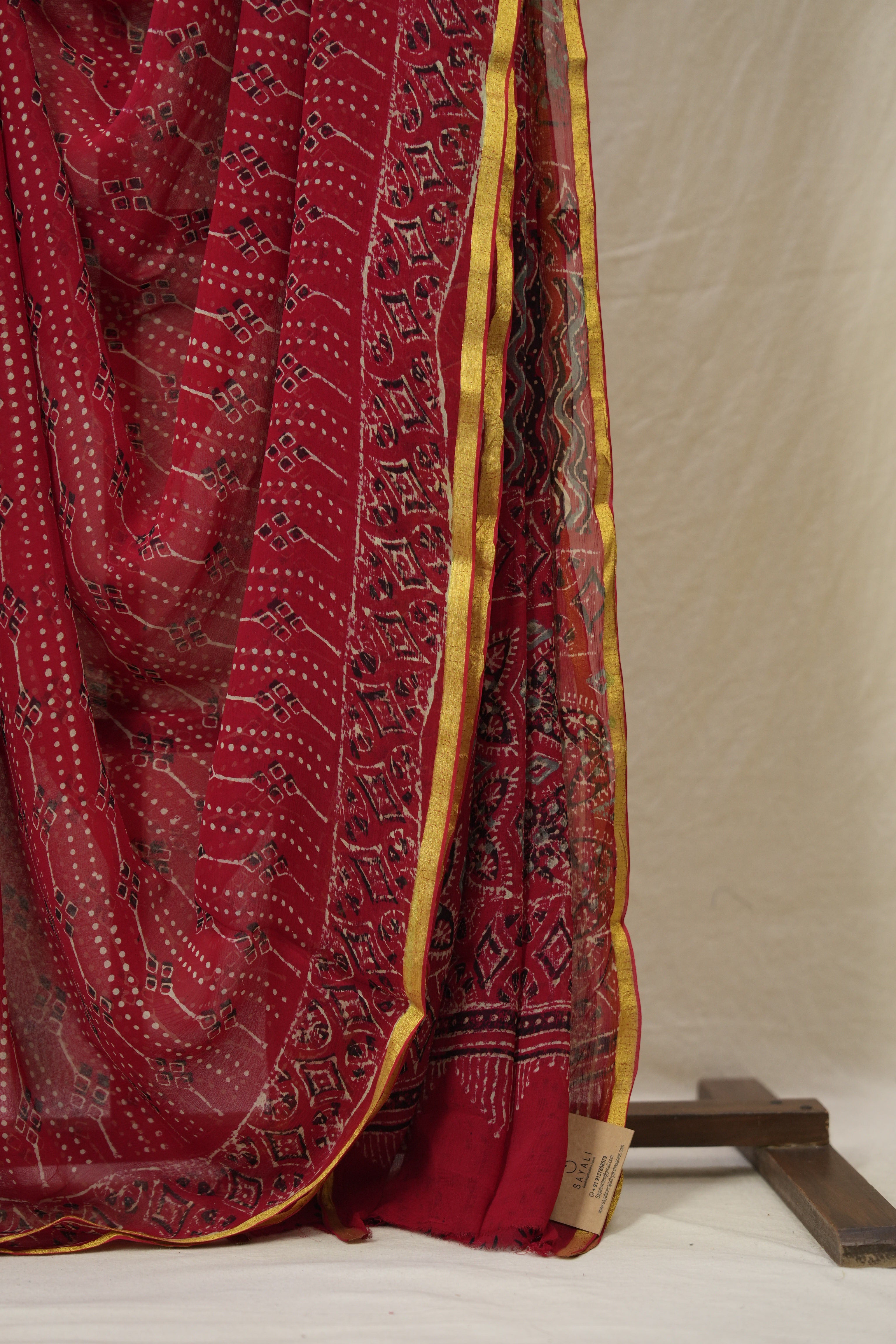 Red HBP Chiffon Saree - SRRHCS32