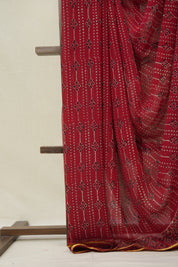 Red HBP Chiffon Saree - SRRHCS32