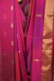 Two Tone Rani Pink Maheshwari Saree - SRRPMS1278