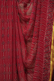 Red HBP Chiffon Saree - SRRHCS32