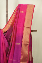 Two Tone Rani Pink Maheshwari Saree - SRRPMS1278