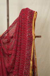 Red HBP Chiffon Saree - SRRHCS32