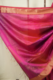Two Tone Rani Pink Maheshwari Saree - SRRPMS1278