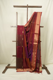 Two Tone Maroon Maheshwari Saree - SRTTMMS1273