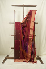 Two Tone Maroon Maheshwari Saree - SRTTMMS1273
