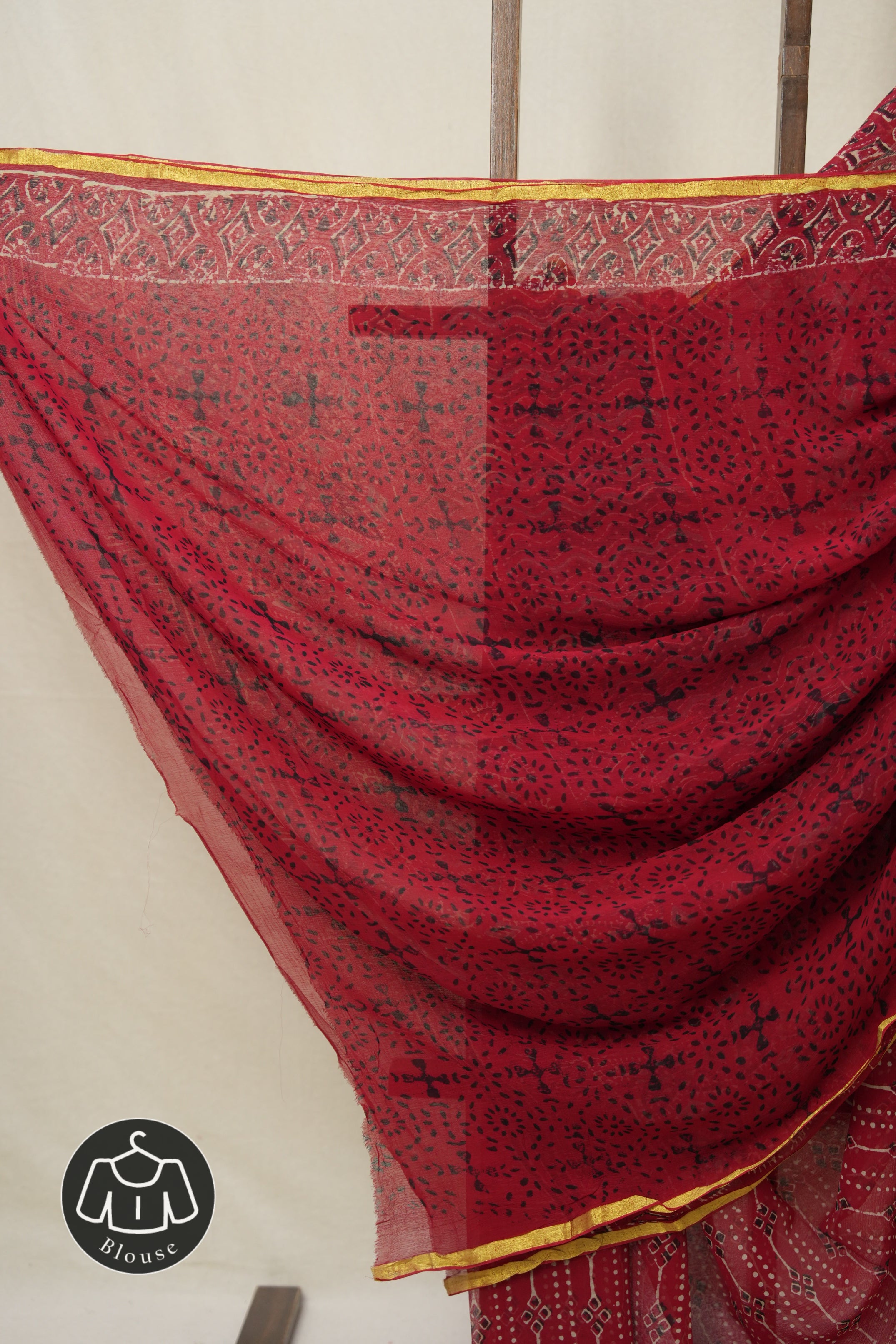 Red HBP Chiffon Saree - SRRHCS32
