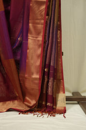 Two Tone Maroon Maheshwari Saree - SRTTMMS1273