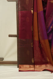 Two Tone Maroon Maheshwari Saree - SRTTMMS1273