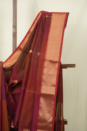 Two Tone Maroon Maheshwari Saree - SRTTMMS1273