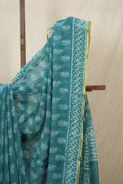 Dusty Teal Blue HBP Chiffon Saree - SRDTBHCS28