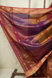 Two Tone Maroon Maheshwari Saree - SRTTMMS1273