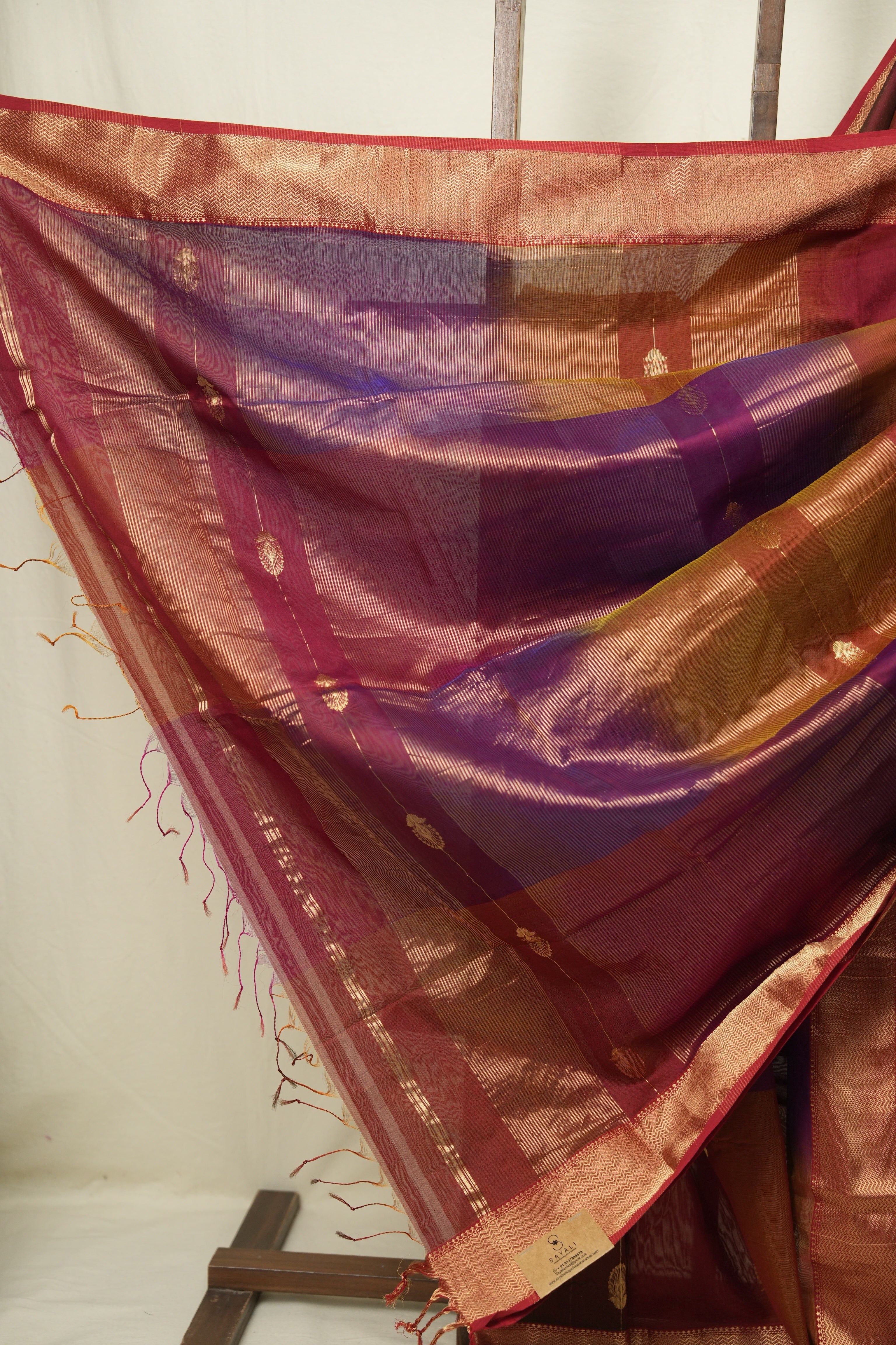 Two Tone Maroon Maheshwari Saree - SRTTMMS1273