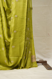 Neon Green Tussar Silk Saree - SRNGTSS1633