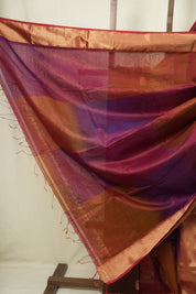 Two Tone Maroon Maheshwari Saree - SRTTMMS1273
