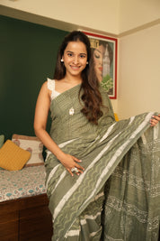 Sage Green HBP Cotton Saree - SRSGCS3222