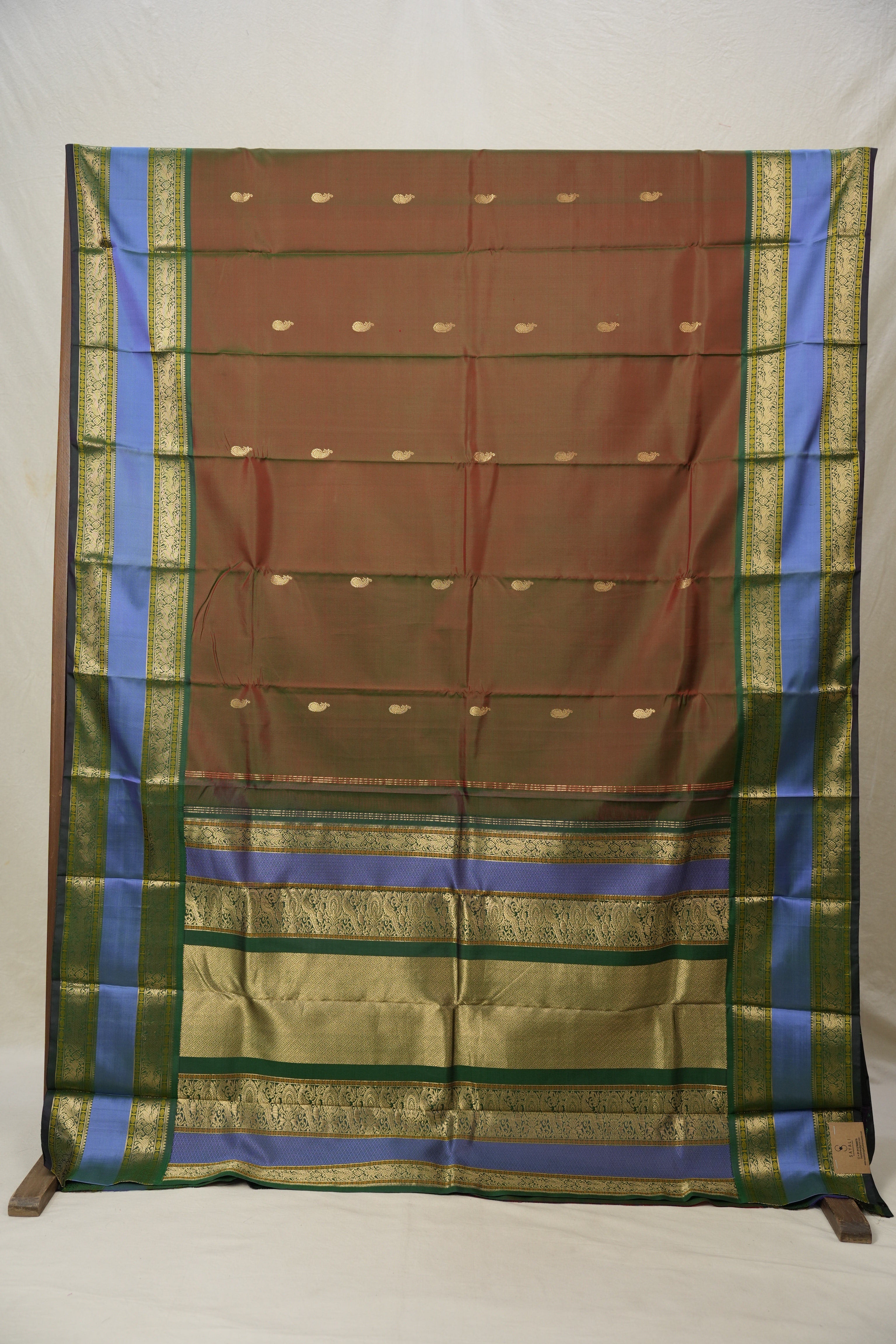 Two Tone Green Kanjivaram Silk Saree-SRTTGKSS673
