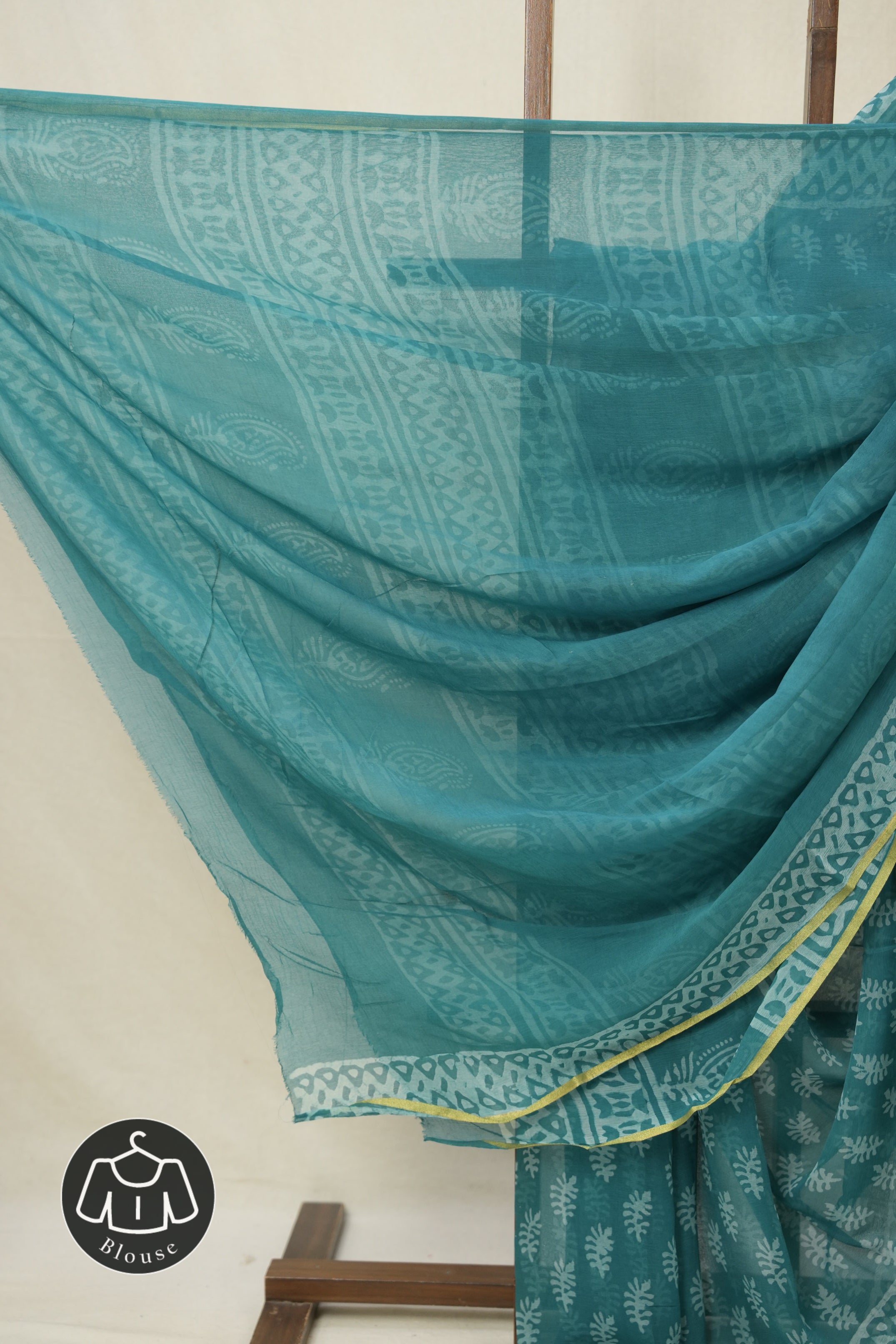 Dusty Teal Blue HBP Chiffon Saree - SRDTBHCS28