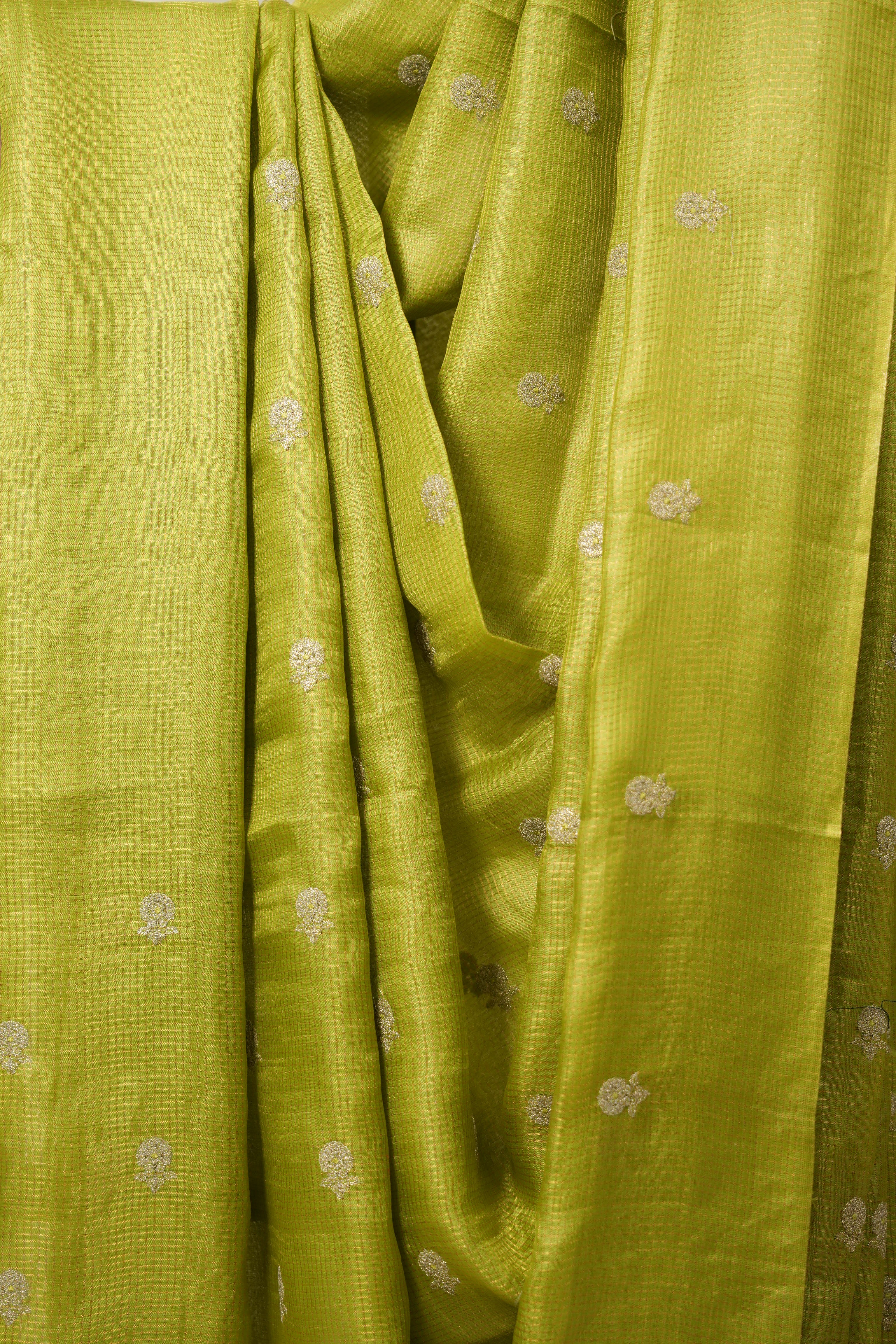 Neon Green Tussar Silk Saree - SRNGTSS1633
