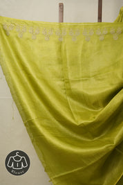 Neon Green Tussar Silk Saree - SRNGTSS1633