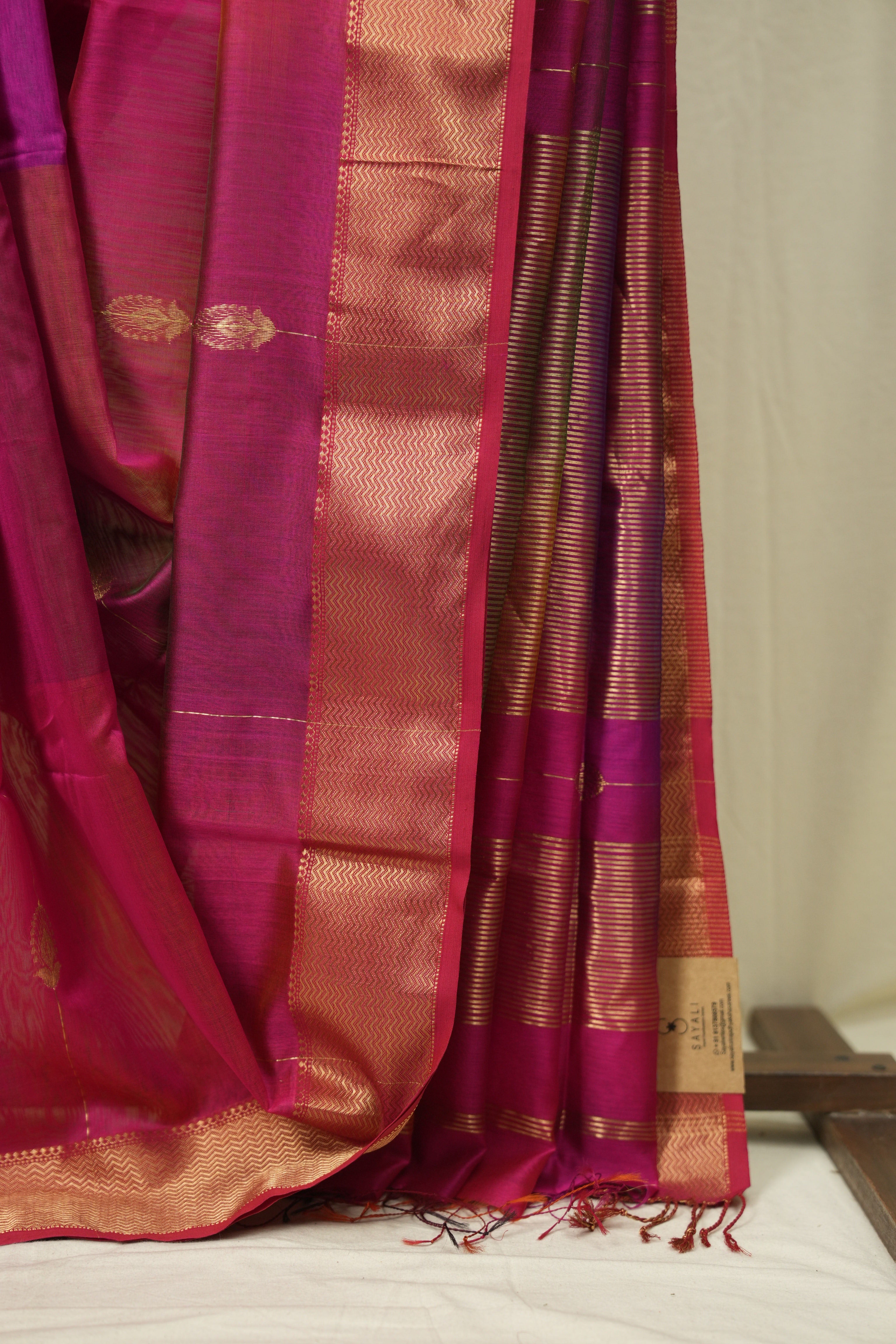 Two Tone Pink Maheshwari Saree - SRTTPMS1275