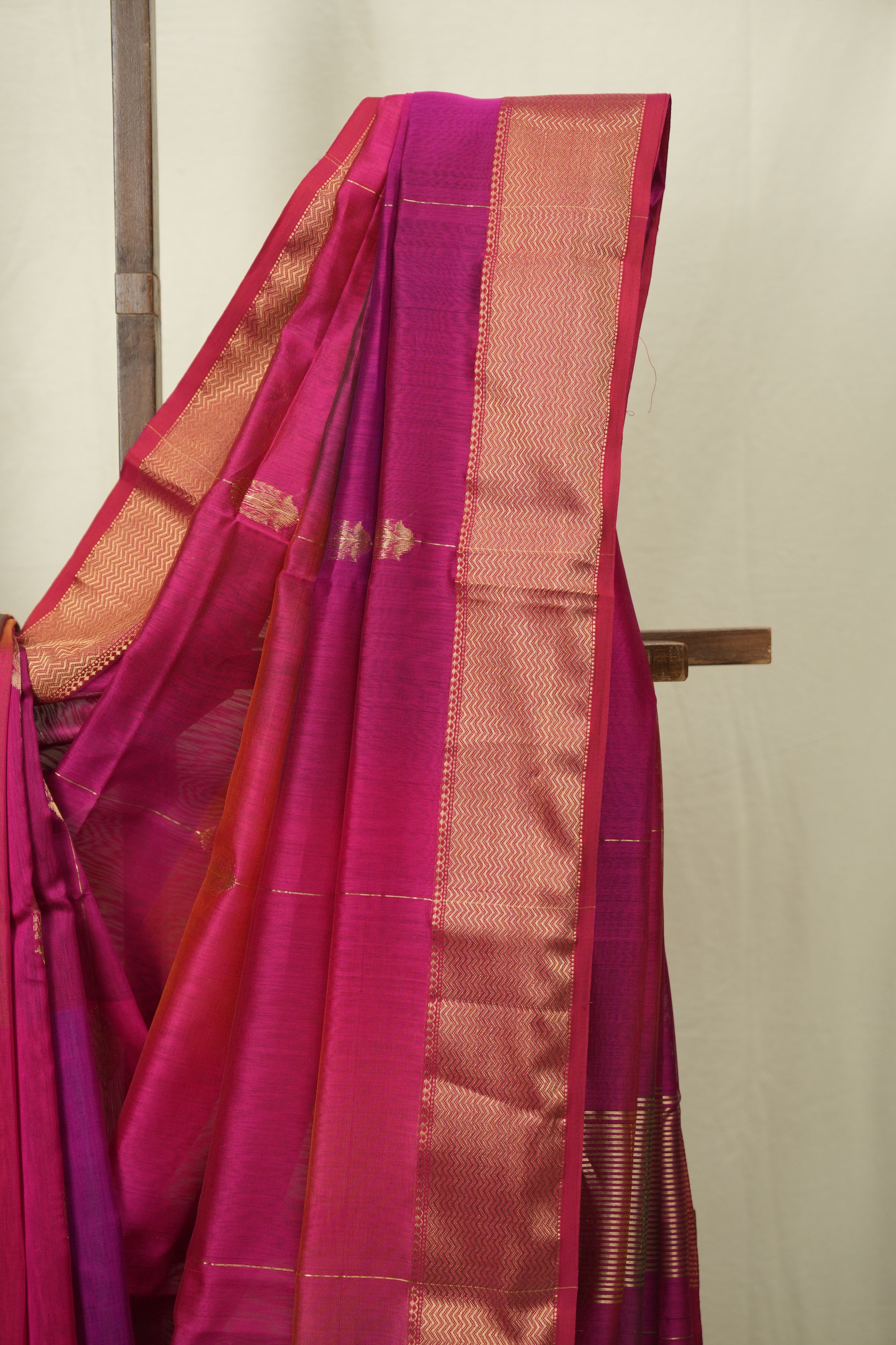 Two Tone Pink Maheshwari Saree - SRTTPMS1275