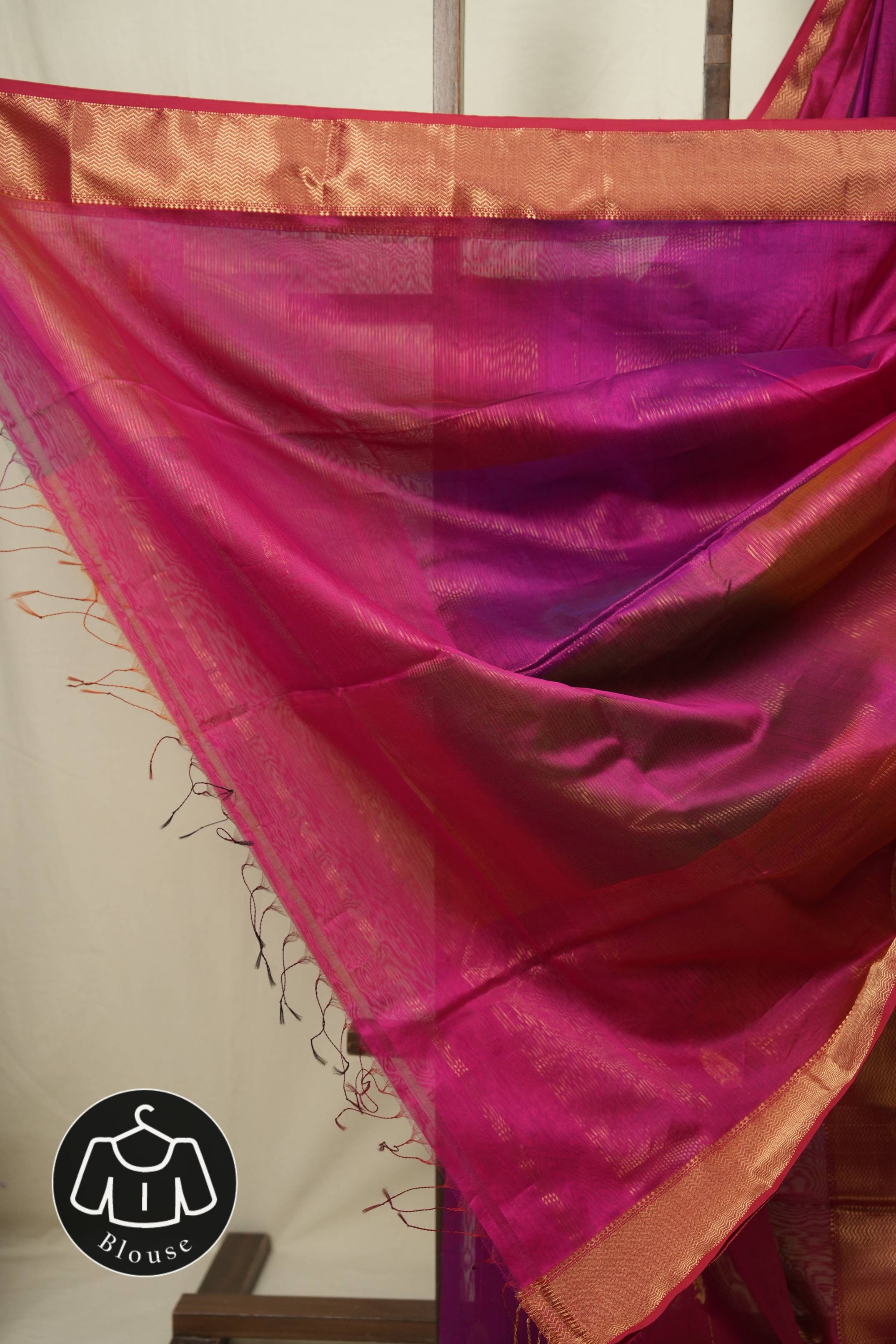 Two Tone Pink Maheshwari Saree - SRTTPMS1275