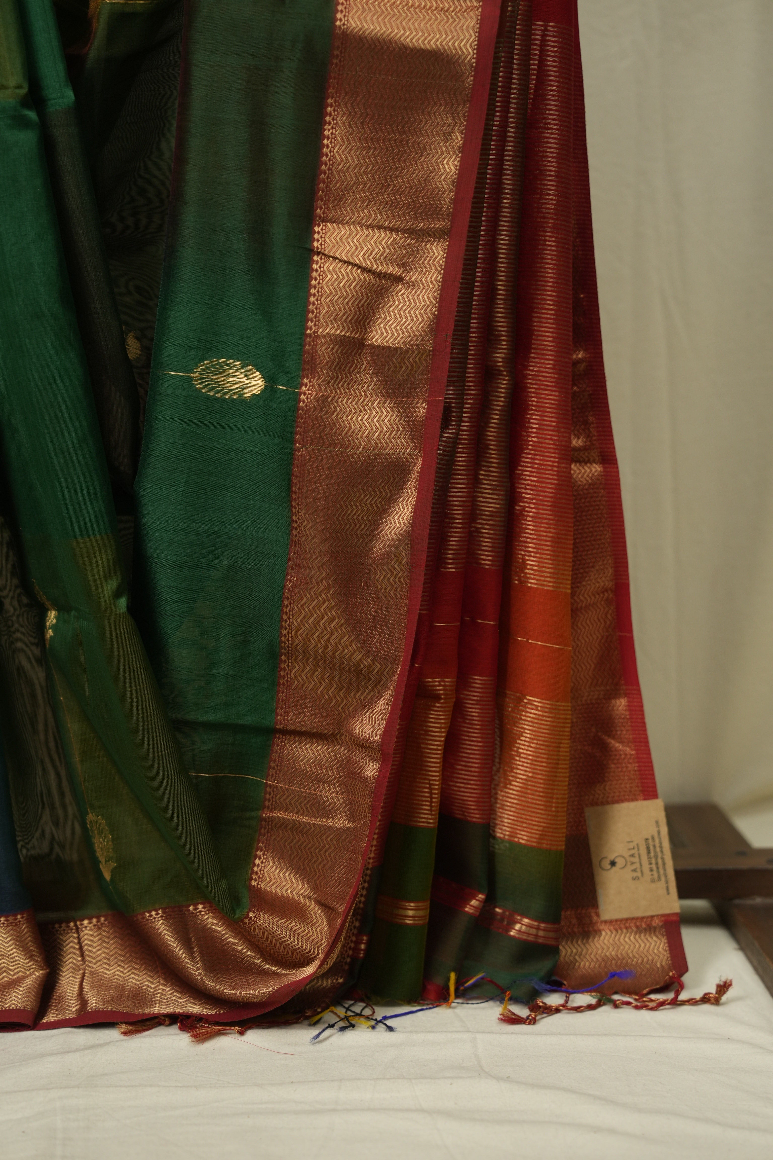 Peacock Green Maheshwari Saree - SRPGMS1276