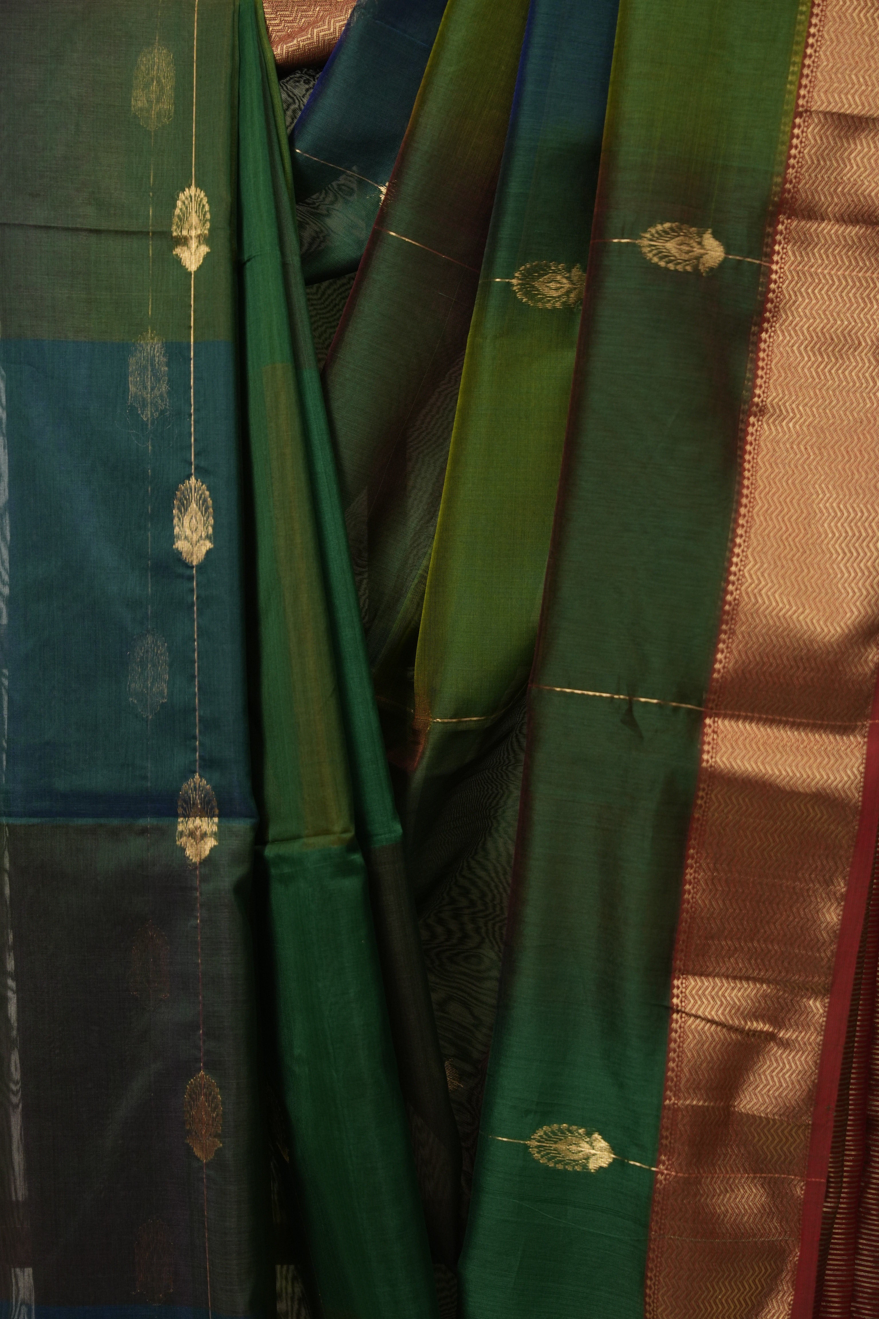Peacock Green Maheshwari Saree - SRPGMS1276